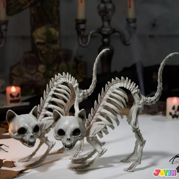 imageJOYIN 2 PCS Skeleton Cats Halloween Indoor Outdoor Decorations Set Animal Courtyard for Photo Props Decorations Trick or Treat Decor Spooky Scene Party Favors 7  79  3 inches