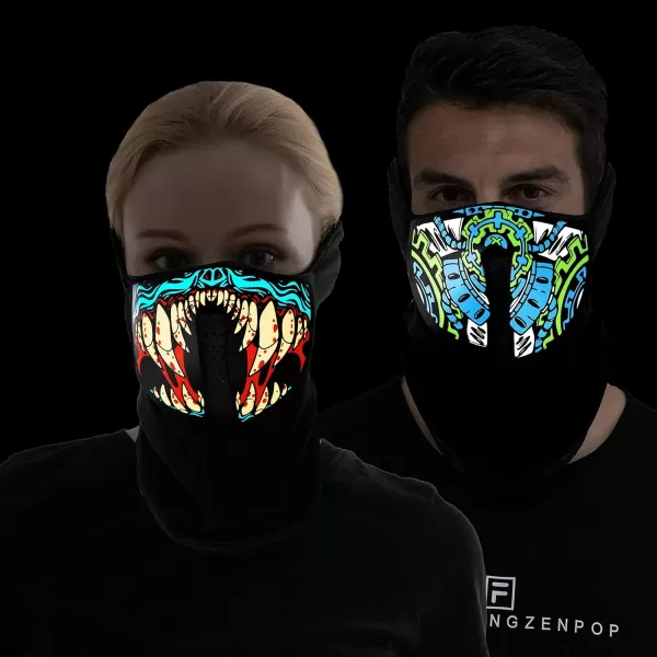 imageJOYIN 2 Pack Halloween LightUp Mask Scary LED Mask for Halloween Costume Dressup Accessories Halloween Parties Festival Cosplay Photo Shoot School EventsHorror Theme Parties Red and Blue