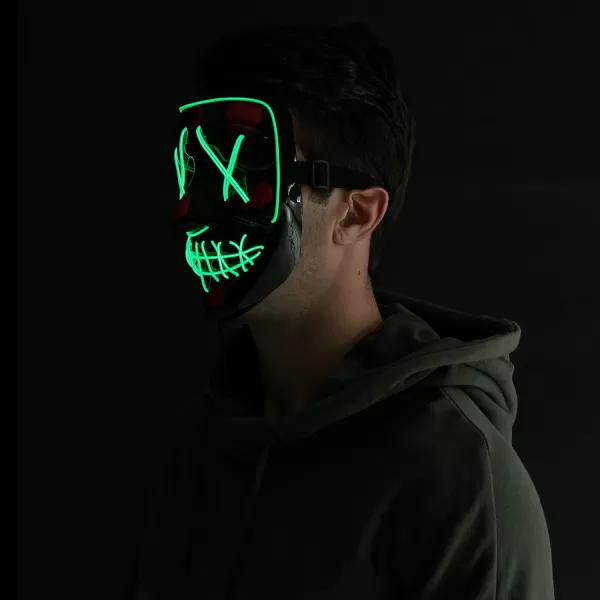 imageJOYIN 2 Pcs Halloween Led Masks Light Up Scary Mask with 3 Lighting Modes for Halloween Cosplay Costume and Party Supplies Green Purple