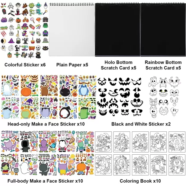 imageJOYIN 20 Pcs Makeaface Sticker Sheets Make Your Own Halloween Characters Mix and Match Sticker Sheets Bonus with Coloring Sheets 10 Scratch Cards 8 Sticker Sheets Halloween Party Favor Supplies