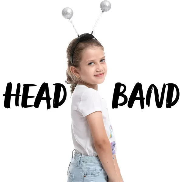 imageJOYIN 3 Pack LED Martian Antenna Headband Alien Headbands Ball Head Boppers Lighting SilverGreenRed Martian Headbands Set Glowing Alien Headpiece Party Costume Halloween Accessories Party Favor