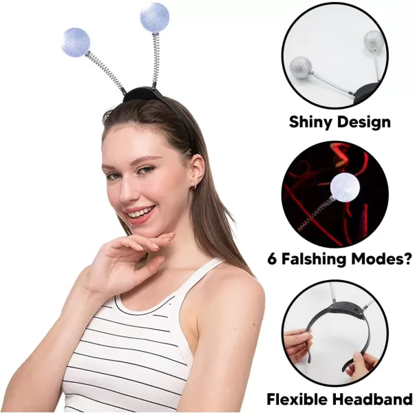 imageJOYIN 3 Pack LED Martian Antenna Headband Alien Headbands Ball Head Boppers Lighting SilverGreenRed Martian Headbands Set Glowing Alien Headpiece Party Costume Halloween Accessories Party Favor