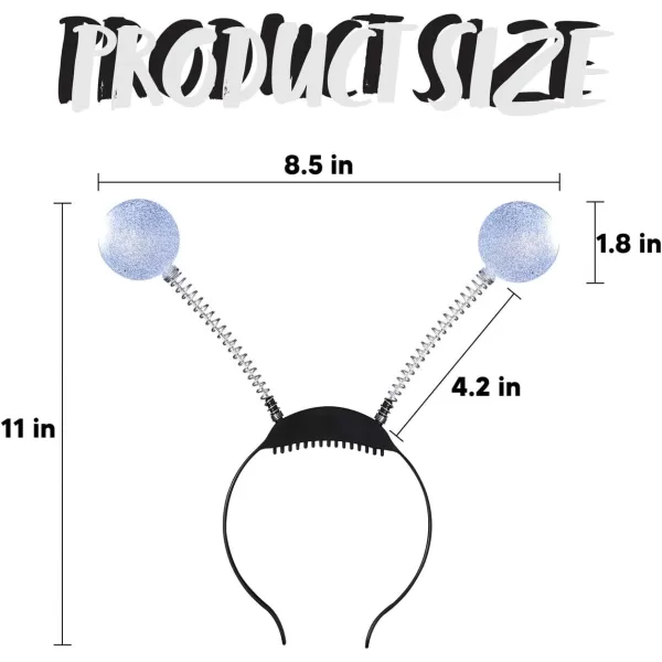 imageJOYIN 3 Pack LED Martian Antenna Headband Alien Headbands Ball Head Boppers Lighting SilverGreenRed Martian Headbands Set Glowing Alien Headpiece Party Costume Halloween Accessories Party Favor