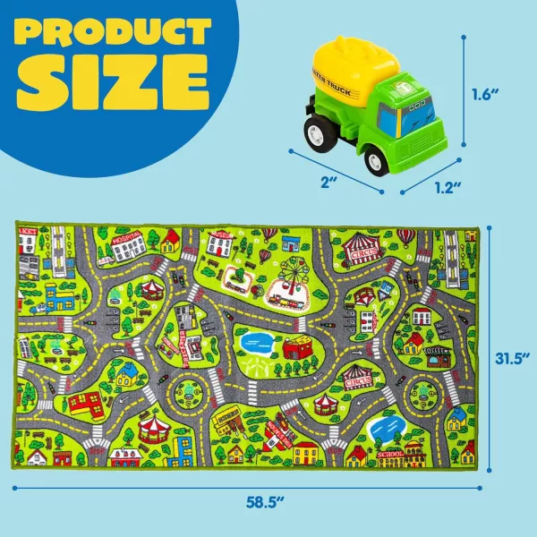 imageJOYIN Carpet Playmat w 12 Cars PullBack Vehicle Set for Kids Age 3 Jumbo Play Room Rug City Pretend PlayCity view