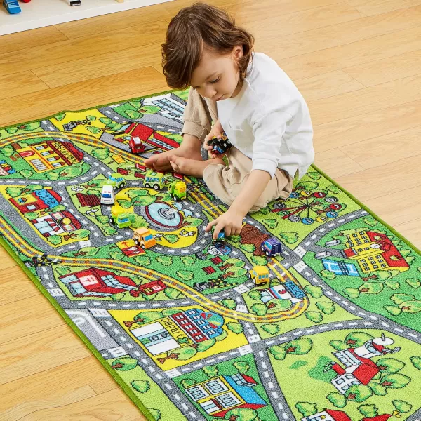 imageJOYIN Carpet Playmat w 12 Cars PullBack Vehicle Set for Kids Age 3 Jumbo Play Room Rug City Pretend PlayCommunity view