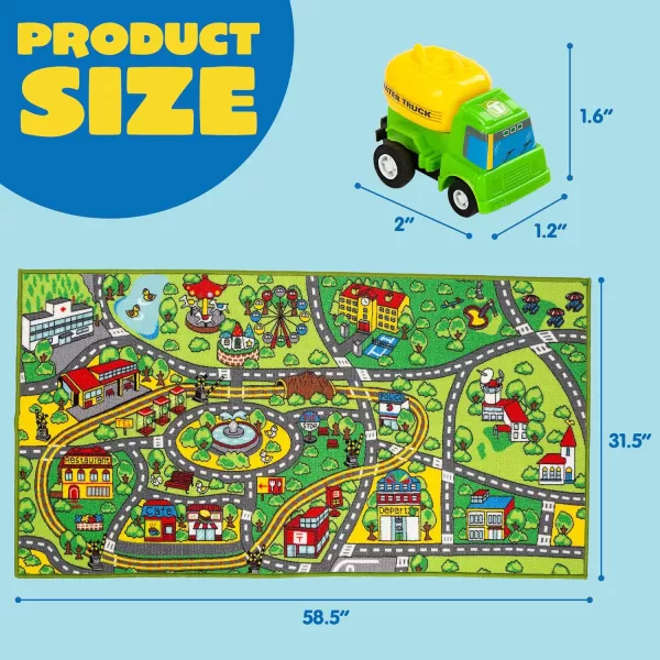 imageJOYIN Carpet Playmat w 12 Cars PullBack Vehicle Set for Kids Age 3 Jumbo Play Room Rug City Pretend PlayCommunity view