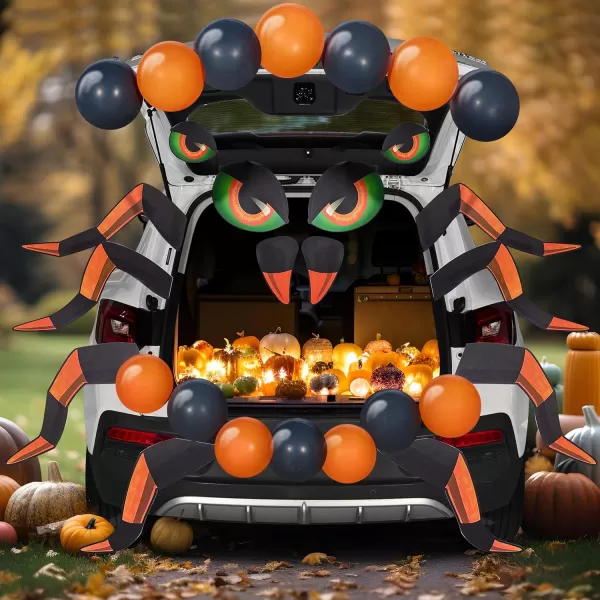 imageJOYIN Halloween Trunk Or Treat Car Decorations Kit for SUV Spider Design Car Archway Garage Decoration with Legs Eyes Balloons Double Side Stickers Halloween Decorations Outside Halloween Stickers