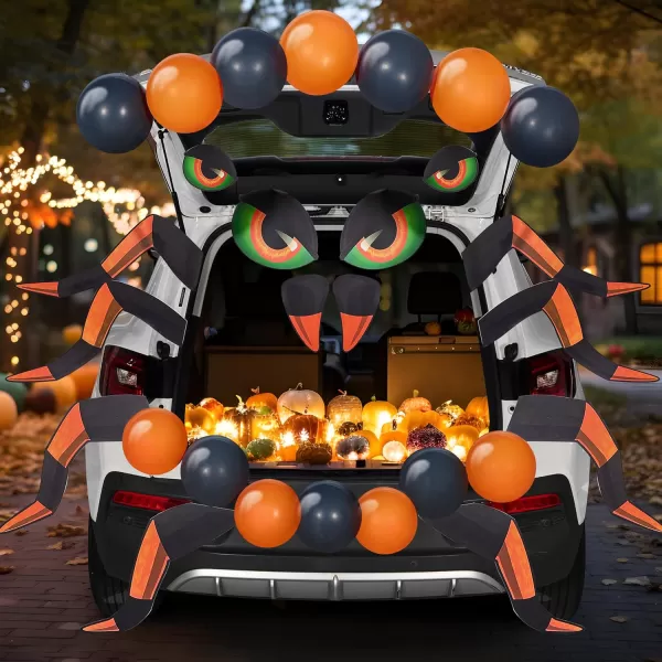 imageJOYIN Halloween Trunk Or Treat Car Decorations Kit for SUV Spider Design Car Archway Garage Decoration with Legs Eyes Balloons Double Side Stickers Halloween Decorations Outside Halloween Stickers