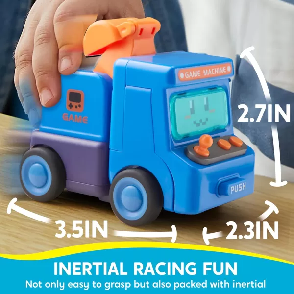 imageSYNCFUN 4 Pack Toy Cars for Toddler Push ampamp Go Transforming Robot Toy Cars Construction Vehicles Set for Boys Girls Birthday Party Favor Gifts for Kids