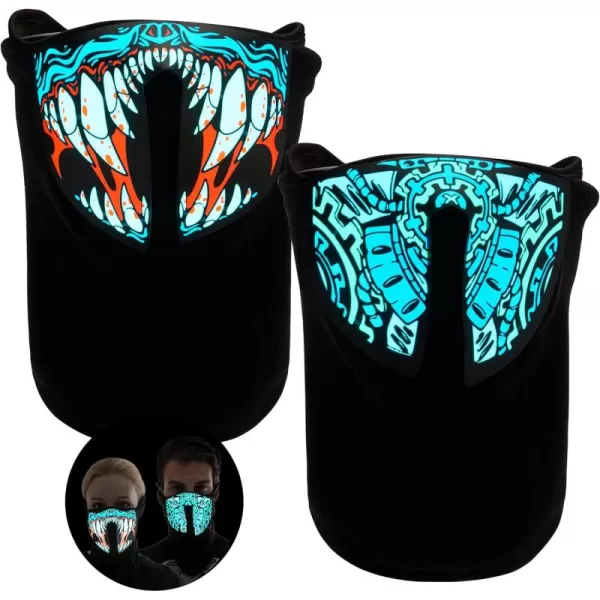 imageJOYIN 2 Pack Halloween LightUp Mask Scary LED Mask for Halloween Costume Dressup Accessories Halloween Parties Festival Cosplay Photo Shoot School EventsHorror Theme Parties Red and Blue
