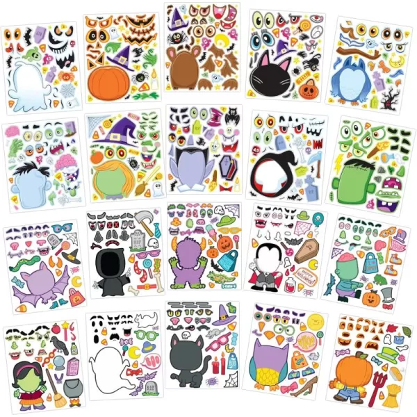 imageJOYIN 20 Pcs Makeaface Sticker Sheets Make Your Own Halloween Characters Mix and Match Sticker Sheets Bonus with Coloring Sheets 10 Scratch Cards 8 Sticker Sheets Halloween Party Favor Supplies
