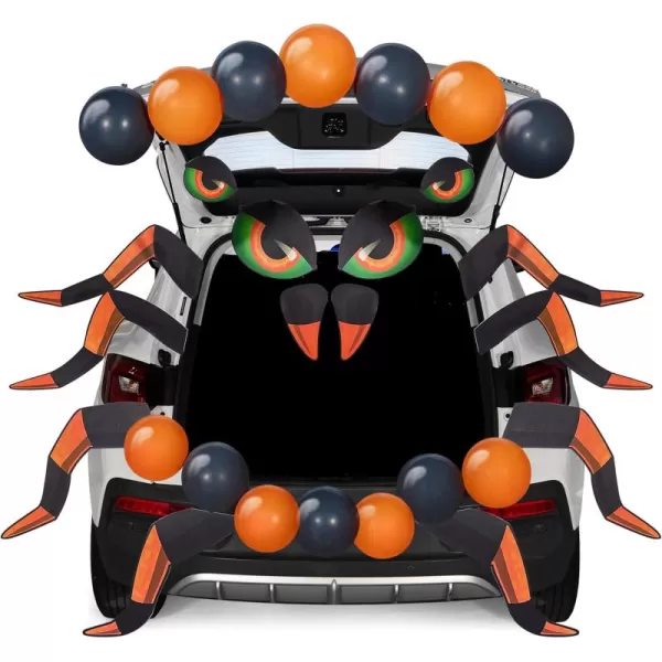 imageJOYIN Halloween Trunk Or Treat Car Decorations Kit for SUV Spider Design Car Archway Garage Decoration with Legs Eyes Balloons Double Side Stickers Halloween Decorations Outside Halloween Stickers