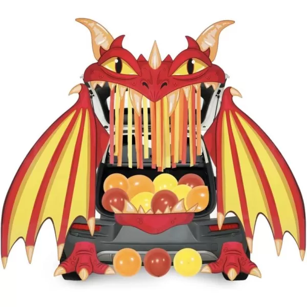 JOYIN Halloween Fire Dragon Trunk Or Treat Car Decorations Kit for SUV Halloween Decorations Outdoor Indoor Decor Balloons Haunted House Trunk Archway Car Garage Lawn Crepe Paper