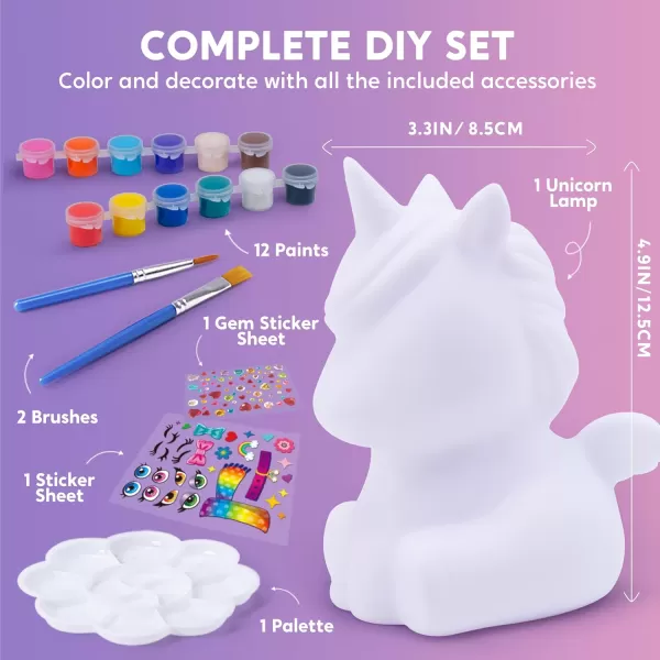 imageKlever Kits DIY Night Light Paint Your Own Cat Lamp Arts ampamp Crafts Kit School Activities Art Supplies Painting Kits Birthday Gifts for Girls Boys Aged 6Unicorn