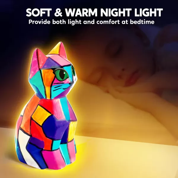 imageKlever Kits DIY Night Light Paint Your Own Cat Lamp Arts ampamp Crafts Kit School Activities Art Supplies Painting Kits Birthday Gifts for Girls Boys Aged 6Cat