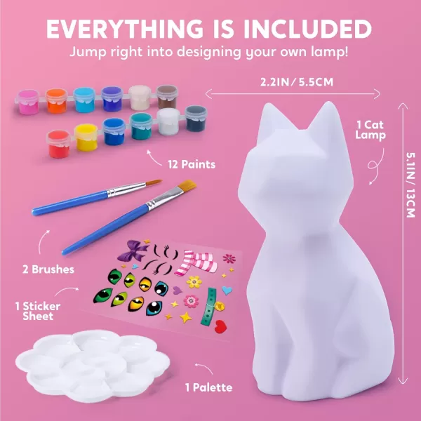 imageKlever Kits DIY Night Light Paint Your Own Cat Lamp Arts ampamp Crafts Kit School Activities Art Supplies Painting Kits Birthday Gifts for Girls Boys Aged 6Cat