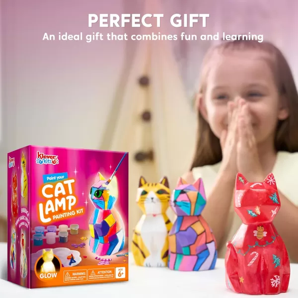 imageKlever Kits DIY Night Light Paint Your Own Cat Lamp Arts ampamp Crafts Kit School Activities Art Supplies Painting Kits Birthday Gifts for Girls Boys Aged 6Cat
