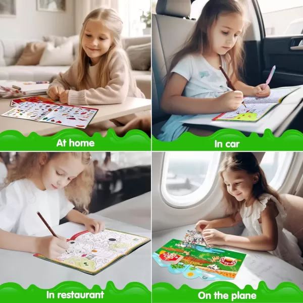 imageJOYIN 3 Pcs Reusable Sticker BookReusable Make a Face Sticker Book Hidden Picture Sticker Book Farm Sticker Board On The Go Travel Toy Activity Pad Reusable Travel Activity Toys for Boys ampamp Girls