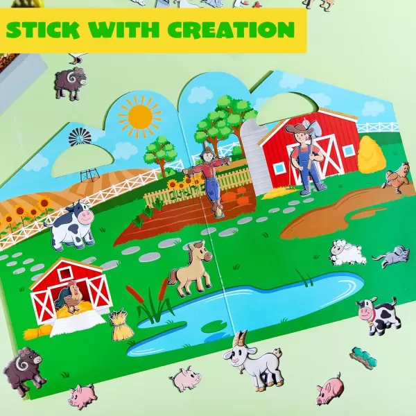 imageJOYIN 3 Pcs Reusable Sticker BookReusable Make a Face Sticker Book Hidden Picture Sticker Book Farm Sticker Board On The Go Travel Toy Activity Pad Reusable Travel Activity Toys for Boys ampamp Girls