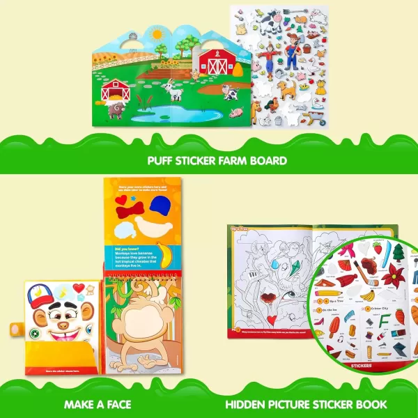 imageJOYIN 3 Pcs Reusable Sticker BookReusable Make a Face Sticker Book Hidden Picture Sticker Book Farm Sticker Board On The Go Travel Toy Activity Pad Reusable Travel Activity Toys for Boys ampamp Girls