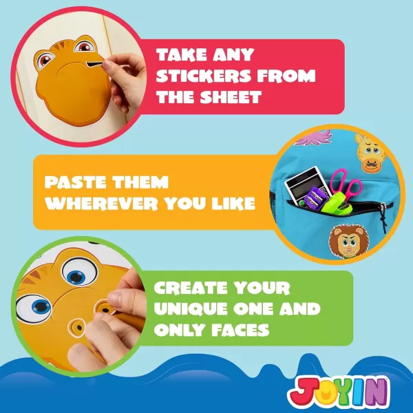imageJOYIN 90 PCS 98x67 Makeaface Sticker Sheets Make Your Own Animal Mix and Match Sticker Sheets with Safaris Sea and Fantasy Animals Kids Party Favor Supplies Craft