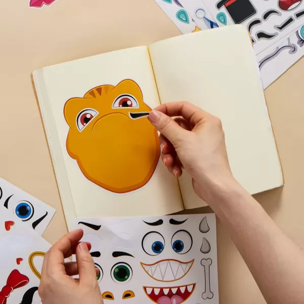 imageJOYIN 90 PCS 98x67 Makeaface Sticker Sheets Make Your Own Animal Mix and Match Sticker Sheets with Safaris Sea and Fantasy Animals Kids Party Favor Supplies Craft