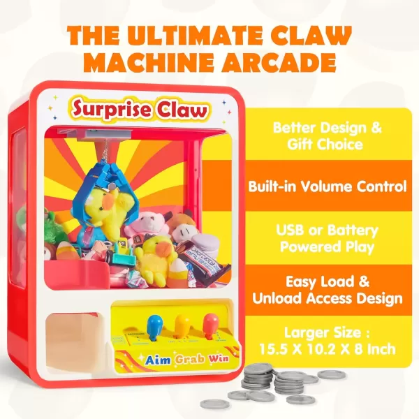 imageJOYIN Claw Machine Arcade Toy with LED Light ampamp Adjustable Sound Rechargable Dispenser Toys Mini Vending Machine for Kids  Perfect Christmas ampamp Birthday Big Gifts for Kids Ages 3