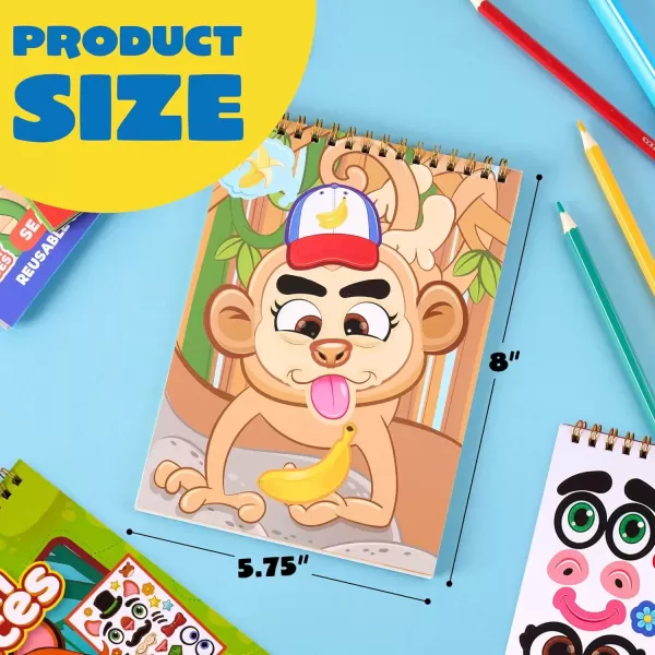 imageJOYIN MakeaFace Reusable Sticker Books 3Pack Safari Farm Sea Animals  On The Go Travel Toys Activity Pad for Kids Ages 4830 Scenes
