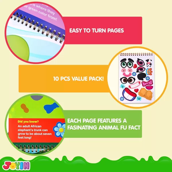imageJOYIN MakeaFace Reusable Sticker Books 3Pack Safari Farm Sea Animals  On The Go Travel Toys Activity Pad for Kids Ages 4830 Scenes
