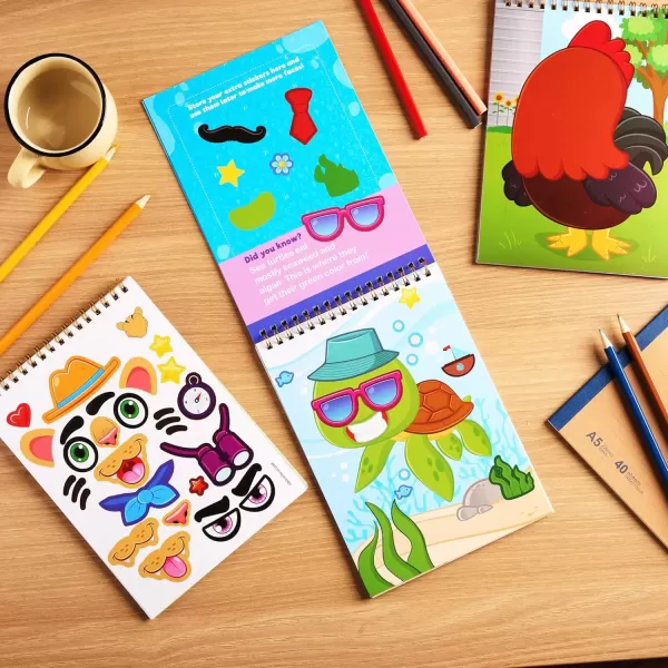 imageJOYIN MakeaFace Reusable Sticker Books 3Pack Safari Farm Sea Animals  On The Go Travel Toys Activity Pad for Kids Ages 4830 Scenes