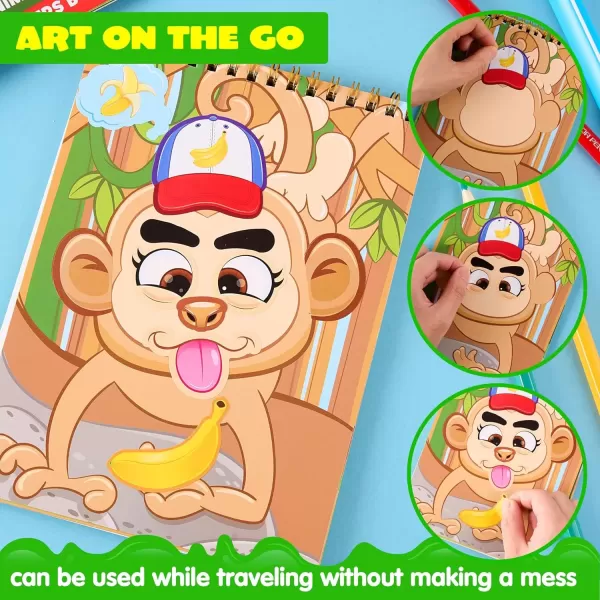 imageJOYIN MakeaFace Reusable Sticker Books 3Pack Safari Farm Sea Animals  On The Go Travel Toys Activity Pad for Kids Ages 4830 Scenes