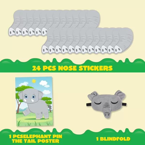 imageJOYIN Pin The Nose on The Elephant Game 21 x 28 Elephant Themed Party Games with 24 PCs Elephant Nose StickersMake a Face Sticker Mix and Match Favors Party Games Decorations for Party Games