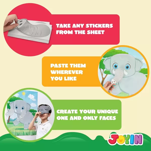 imageJOYIN Pin The Nose on The Elephant Game 21 x 28 Elephant Themed Party Games with 24 PCs Elephant Nose StickersMake a Face Sticker Mix and Match Favors Party Games Decorations for Party Games