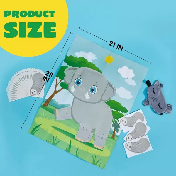 imageJOYIN Pin The Nose on The Elephant Game 21 x 28 Elephant Themed Party Games with 24 PCs Elephant Nose StickersMake a Face Sticker Mix and Match Favors Party Games Decorations for Party Games