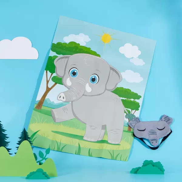 imageJOYIN Pin The Nose on The Elephant Game 21 x 28 Elephant Themed Party Games with 24 PCs Elephant Nose StickersMake a Face Sticker Mix and Match Favors Party Games Decorations for Party Games