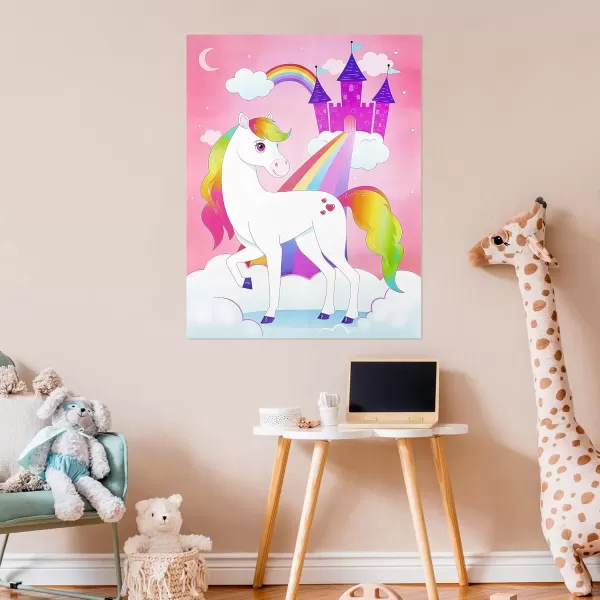 imageJOYIN Pin The Unicorn Horn Game 21 x 28 Unicorn Themed Party Games with 24 PCs Horn Stickers Party Supplies Kids Birthday Party Decoration