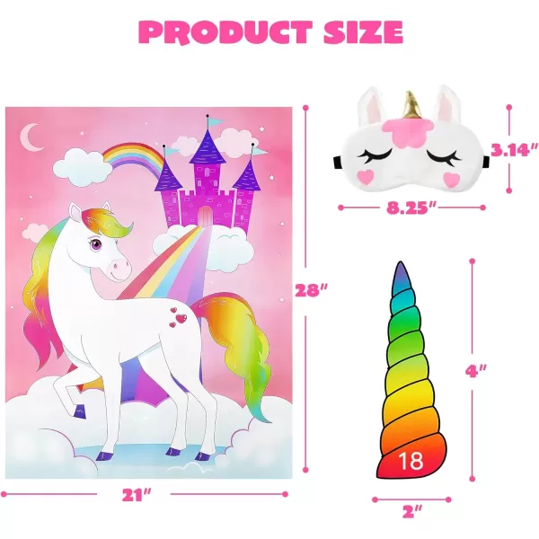 imageJOYIN Pin The Unicorn Horn Game 21 x 28 Unicorn Themed Party Games with 24 PCs Horn Stickers Party Supplies Kids Birthday Party Decoration