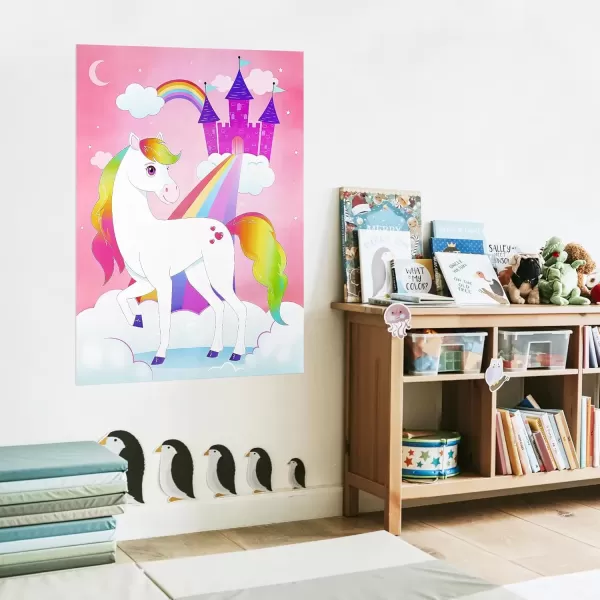 imageJOYIN Pin The Unicorn Horn Game 21 x 28 Unicorn Themed Party Games with 24 PCs Horn Stickers Party Supplies Kids Birthday Party Decoration