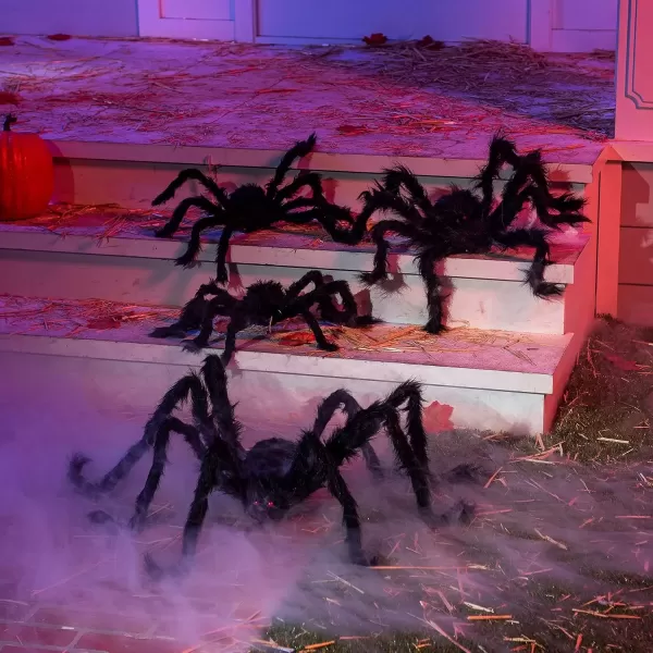 imageJOYIN Halloween Realistic Hairy Spiders Set 4 Pack Halloween Spider Props Scary Spiders with Different Sizes for Halloween Indoor Outdoor House Yard Decorations 47 30 24 24quot