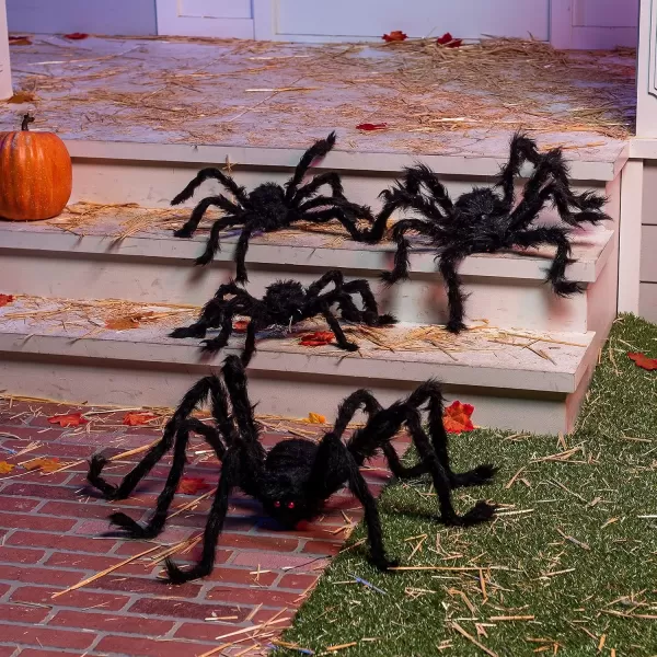 imageJOYIN Halloween Realistic Hairy Spiders Set 4 Pack Halloween Spider Props Scary Spiders with Different Sizes for Halloween Indoor Outdoor House Yard Decorations 47 30 24 24quot