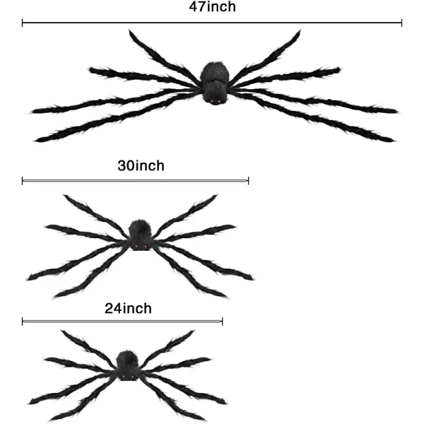 imageJOYIN Halloween Realistic Hairy Spiders Set 4 Pack Halloween Spider Props Scary Spiders with Different Sizes for Halloween Indoor Outdoor House Yard Decorations 47 30 24 24quot
