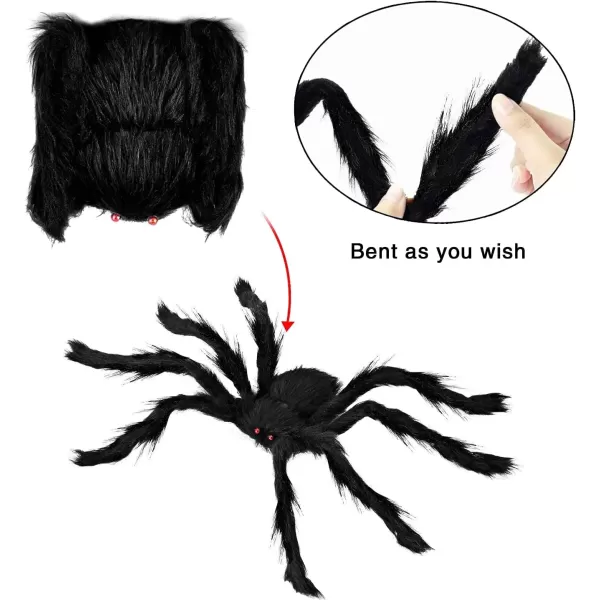 imageJOYIN Halloween Realistic Hairy Spiders Set 4 Pack Halloween Spider Props Scary Spiders with Different Sizes for Halloween Indoor Outdoor House Yard Decorations 47 30 24 24quot