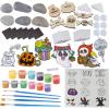 imageJOYIN 52 Pcs Halloween Craft Kid Wooden Magnet Creativity Arts ampamp Crafts Painting Kit DIY Rock Painting Craft Kits for Kids Halloween Party Birthday Parties and Toddler Crafts