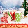 imageJOYIN 24 PCS Christmas Disposable Paper Cups 16 oz Merry Christmas Party Cups With Cup Sleeves and Lids 8 Designs Xmas Coffee Drinking Cups Beverages Tableware Holiday Supplies FavorsSanta