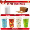 imageJOYIN 24 PCS Christmas Disposable Paper Cups 16 oz Merry Christmas Party Cups With Cup Sleeves and Lids 8 Designs Xmas Coffee Drinking Cups Beverages Tableware Holiday Supplies FavorsLights
