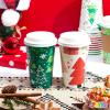 imageJOYIN 24 PCS Christmas Disposable Paper Cups 16 oz Merry Christmas Party Cups With Cup Sleeves and Lids 8 Designs Xmas Coffee Drinking Cups Beverages Tableware Holiday Supplies FavorsBright