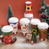 imageJOYIN 24 PCS Christmas Disposable Paper Cups 16 oz Merry Christmas Party Cups With Cup Sleeves and Lids 8 Designs Xmas Coffee Drinking Cups Beverages Tableware Holiday Supplies FavorsCute