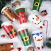imageJOYIN 24 PCS Christmas Disposable Paper Cups 16 oz Merry Christmas Party Cups With Cup Sleeves and Lids 8 Designs Xmas Coffee Drinking Cups Beverages Tableware Holiday Supplies FavorsCute