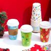 imageJOYIN 24 PCS Christmas Disposable Paper Cups 16 oz Merry Christmas Party Cups With Cup Sleeves and Lids 8 Designs Xmas Coffee Drinking Cups Beverages Tableware Holiday Supplies FavorsLights