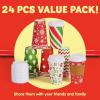imageJOYIN 24 PCS Christmas Disposable Paper Cups 16 oz Merry Christmas Party Cups With Cup Sleeves and Lids 8 Designs Xmas Coffee Drinking Cups Beverages Tableware Holiday Supplies FavorsSanta
